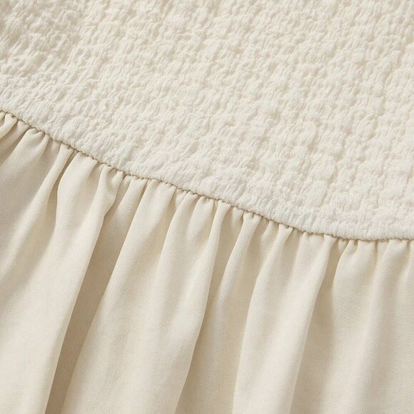 Cream Party Women's Beach Vacation Elegant Waist Cinched Fitted Camisole Dress - Picture 4 of 7